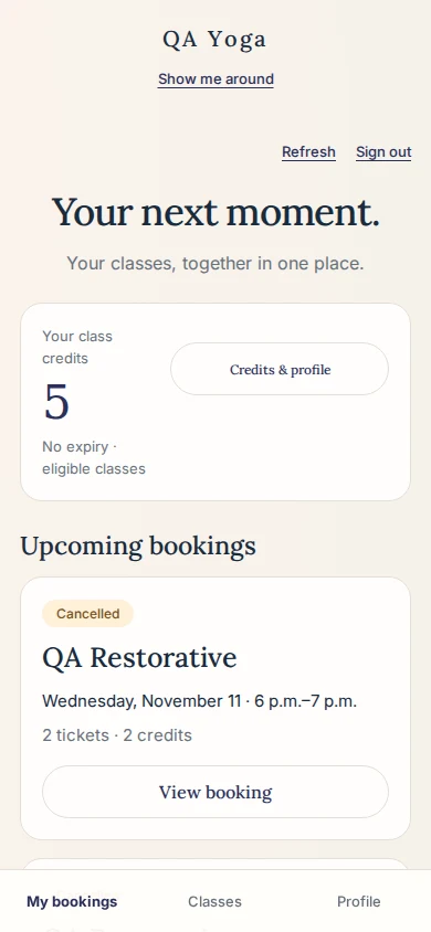 Your bookings together screen