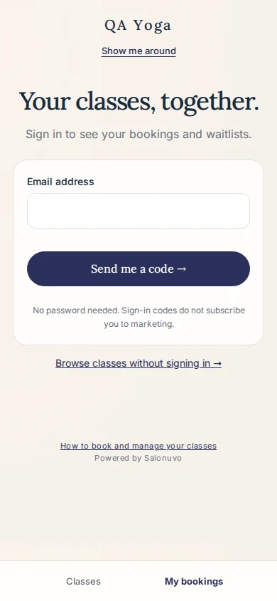 My bookings screen